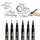 O-Kinee Calligrafia Pennarelli, 6 Brush Pen Lettering, Fine Line Point per Schizzi Disegno Comic Manga Scrapbooking Journal Calligrafia Pittura
