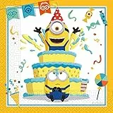Procos- Tovaglioli Carta FSC Minions Rise of Gru (33x33cm, Doppio Velo), 20 Pezzi Folat 33x33cm-20, Multicolore, 92136P
