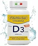 Vitamina D 2000 UI ALTO DOSAGGIO 500 Compresse Colecalciferolo Integratore Vitamina d3 2000 UI Supporto per Ossa Denti Muscoli e Sistema Immunitario, Integratori Formato Famiglia, Made in Italy
