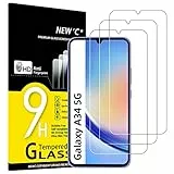 NEW'C 3 Pezzi, Vetro Temperato per Samsung Galaxy A34 5G, Pellicola Prottetiva, Senza Bolle, Durezza 9H, 0,33mm Ultra Trasparente, Ultra Resistente