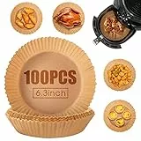 Uten Carta per Friggitrice ad Aria, 100 PCS Carta da Forno per Friggitrice ad Aria, Carta Monouso per Friggitrice ad Aria Impermeabile ad Alta Temperatura per Friggitrice ad Aria, Forno e Microonde