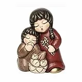 THUN® - Coppia Bimbi con Pane - Versione Rossa - Statuine Presepe Classico - Ceramica - I Classici