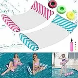 XIAOTU 2 Pack Letto Galleggiante, Gonfiabile Amaca 4 in 1 Sdraio, Nuoto per Adulti e Bambini Portabevande +Pompa Infalata