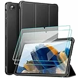 ZtotopCases Custodia Cover per Samsung Galaxy Tab A8 LTE 10.5 Pollici 2021(SM-X200/X205), con 2 Vetro Temperato Ultra Sottile, Ultra Slim Leggera Protettiva Tri-Fold cover tablet samsung a8, Nero