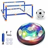 SUNACE Pallone Calcio Fluttuante – Pallone Calcio Air Power Soccer con 2 Porte Calcio, Floating Air Soccer con Luce a LED Interno All'aperto Giochi per Bambini Compleanno Natale Regali per Bambini