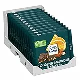 RITTER SPORT Fondente Mandorla Arancia, Tavoletta Cioccolato Fondente Con Granella di Mandorle e Cubetti di Scorze D'Arancia Candita, Cacao 100% Certificato Sostenibile, 12 Pezzi da 100 g