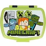 Mevsim Store Minecraft Lunchbox per Bambini -17x14x6 cm- Porta Pranzo per Bambini Bento Box in Plastica con Clip, Scatola per la Merenda