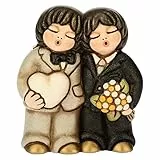 THUN® - Coppia di Sposi Lui+Lui con Cuore e Fiori - Regalo o Bomboniere di Matrimonio - Ceramica - I Classici