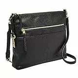 Fossil Borsa da donna Fiona, Borsa a tracolla in pelle/poliuretano nero 30,18 cm L x 7 cm L x 25,1 cm H ZB7267001