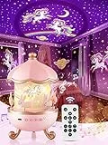 One Fire Proiettore Stelle Soffitto Bambini, 8 Musica 12 Colori Lampada Proiettore Bambini, 6 Film 360° Lampada Stelle Proiettore, Timer Telecomando Lampada Bambini Regalo Neonata Decorazioni Camera