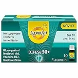 Supradyn Difese 50+ Integratore Multivitaminico con Vitamina B12, Zinco, Vitamina B3 (Niacina) e Probiotici per le Difese Immunitarie Adulti 50+, 10 Flaconcini Gusto Caramello