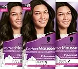 Schwarzkopf Perfect Mousse - Colorazione permanente in schiuma 400/4-0 marrone scuro (3 x 93 ml), colore per capelli con perfetta copertura dei grigi, colorazione per una cura intensa e lucentezza