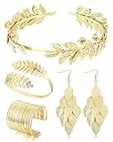Diamday Accessori per Costumi da Dea Greca per Donna Foglia Fascia Bobina Bracciale Braccio Superiore Orecchini Pendenti per Matrimonio Toga Party
