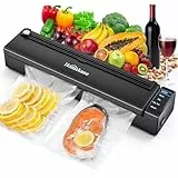 HOMEKANE Macchina Sottovuoto per Alimenti, Sigillatore Sottovuoto con Taglierina Incorporata, per Alimenti Freschi sia Secchi Che Umidi, Contiene 5 Sacchetti Sottovuoto e tubo flessibile