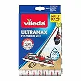 Vileda UltraMax Ricarica per Scopa Piatta, Microfibra, Bianco/Rosso, 2 Unité (Lot de 1)