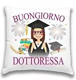 12Print Cuscino regalo per laurea, neo laureate, ma anche ideale per medico, dottoressa, ginecologa e molte altre professioni. (Con Imbottitura 38x38) Buongiorno Dottoressa