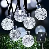Vacoulery Catena Luminosa Esterno Solare 60LED Catena Luminosa Esterno 8 Modalità Catena Luci Esterno Energia Solare per Terrazzo Gazebo Balcone Giardino Feste(Bianco Freddo)