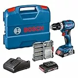 Bosch Professional 18V System Trapano Avvitatore con Percussione a Batteria GSB 18V-45 (Velocità di Rotazione di 1.900 giri/min, 2 batt. da 2.0 Ah, Accessori, GAL 18V-20, L-Case) - Amazon Exclusive