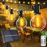 litogo 18M Catena Luminosa Esterno Solare e USB con Telecomando, 30+3 LED G40 Luci Solari Esterno, 4 Modalità IP65 Impermeabile Filo Lampadine Lucine Esterni Energia Solare per Giardino, Terrazzo