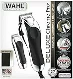 WAHL Chrome Pro Deluxe Taglia Capelli Elettrico con Filo e Leva di Regolazione; Kit completo con rifinitore a Batteria, Mantella, Specchio, Forbici, 10 Pettini Guida, Clip per Capelli