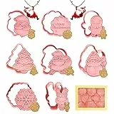 Formine per Biscotti Natalizi, 8 Pezzi Formine Biscotti Natale 3D Tagliabiscotti Natale Plastica Stampi Biscotti Stampo per Biscotti Natalizi, per Decorare Biscotto Dolci Torta (Rose 1)