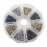 newlng Piccole Unghie di Piccole Dimensioni Viti di Legno Compact Antique Fai da Te Decorativo Box Accessori Mini Chiodi Oro Argento Bronzo 1x6mm, 1x8mm 1x10mm Boxed 1600PCS