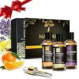 MAYJAM Set Olio Essenziale 30 ml*3 Lavanda Vaniglia Arancia Dolce Oli Essenziali Naturali Puri al 100% Olio Essenziale per Aromaterapia di Grado, Oli Profumati per Diffusore, Umidificatore, Relax