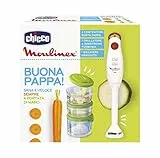 Chicco Frullatore con Vasetti, 1 Frullatore a Immersione, 3 Contenitori Porta Pappa Ermetici e Graduati con Differenti Capacità, Per Conservare Cibo in Frigo e Freezer, Bianco