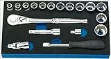 Draper Expert 13518 Dr-Set di Chiavi a Bussola metriche a cricchetto in Un Contenitore Rivestito in gommapiuma, 3/8 '(18 Pezzi)