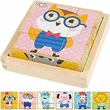 Puzzle di Legno a Forma di Cubo, Comius Sharp 3D Picture Cube Puzzle Games 6 in 1 Motivi Puzzle di Legno per Bambini da 1 2 3 4 Anni Giocattolo Educativo di Legno