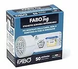 Fabo 50 Etichette Adesive Impermeabili Removibili 7cmx5cm Bianche Scrivibili Multiuso Ideali per Freezer, Congelatore, Frigorifero. Senza Solventi. Adatto Usi in Cucina per Barattoli Haccp.