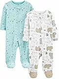Simple Joys by Carter's Pagliaccetto in Cotone per Dormire e Giocare Unisex Bimbi, Pacco da 2, Orsi/Stampa Animalier, 6-9 Mesi