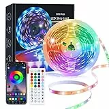 Lxyoug Strisce Led 5 Metri, Bluetooth RGB Smart Strisce LED 5M con 44 Tasti Telecomando, App Controllato, Cambia Colore con la Musica, Luci LED Colorate per Casa, Decorazioni, Cucina, Bar, Festa