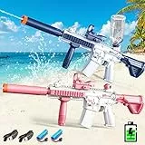 VATOS 2 Pezzi Pistola Acqua Elettrica, Pistole ad Acqua Automatiche a Un Pulsante Portata 26-32 FT Capacità 370CC-870CC Blaster ad Acqua per Piscina Spiaggia (Blu e Rosa)