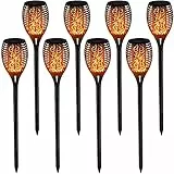 Kefflum Solar Fiamma Luci, 8pcs Lampada Solare Giardino IP65 Impermeabile Lampada Solare con Effetto Fiamma Automatico On/Off Luce Fiamma All'aperto per Patio, Prato, Corridoio, Patio, Percorso