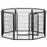 Yaheetech Recinto per Cani in Ferro 8 pz 68 x 100 cm Trasportabile Animali Domestici per Interno Esterno Nero