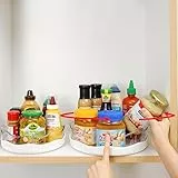Mgee Lazy Susan 2PCS, 22cm e 27cm Diametro Giradischi, Piatto Girevole Porta Spezie Rotante Frigorifero Organizzatore, Portaspezie per Armadio Cucina e Tavolo Cucina