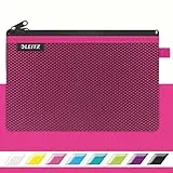 Leitz WOW Astuccio a 2 Scomparti, Cerniera in Nylon, Lavabile, Adatta come Borsino, Formato L (23x15 cm), Fucsia, 40130023