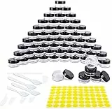 Qoosea Contenitori Cosmetici, 60 Pezzi 5g / 5ml Vasetti Barattolo di Plastica Vuoto Contenitore Cosmetico,e Etichette y Spatole, Trasparente, per Creme, mini candele,Campione Make-up
