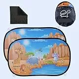 LOISSAR Tendine parasole auto bambini | Tendine oscuranti finestrini auto - Parasole auto finestrini con Custodia e 8 ventose | Copri vetro macchina sole interno con animali