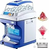VEVOR Tritaghiaccio Elettrico Commerciale, Macchina del Ghiaccio Elettrico 300W, con Tramoggia di 5 kg, Macchina per Cono di Neve, 320 RPM Rasatura del Ghiaccio 200 kg all'Ora, Una Lama Aggiuntiva