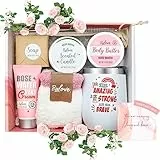 Scatola di Regali di Compleanno Rose per le Donne, Pacchetto Unico di Cura di sé per lei Kit di Cesti di Coccole per le Donne, Set di Regali Termali Rilassanti