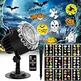 Proiettore Luci Halloween, Proiettore Luci Natale per Esterno 12 Diapositive Modelli con Telecomando e Timer, Impermeabile IP65 Proiettore Natale Esterno & Interno per Natale Giardino
