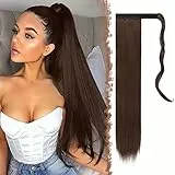 FESHFEN Posticci per capelli Extension Coda Di Cavallo Capelli Marrone medio Lunga Estensione Capelli sintetica a coda di cavallo lunga e dritta 70cm, 150g