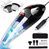 RIKIN Aspirapolvere per Auto 8500PA 120W Aspirabriciole Portatile 3 in 1 Aspirapolvere Potente con Luce LED a Mano Basso Rumore Aspirabriciole con Filtro HEPA in Acciaio Inossidabile Umido e Secco