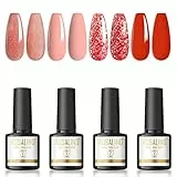 ROSALIND Smalto Semipermanente Unghie Rosa Rosso Glitter Smalto Semipermanente 8ml Semipermanente Unghie Colori UV LED Smalto Gel 4pcs Smalti Per Unghie