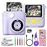 Macchina Fotografica Bambini Istantanea, GREENKINDER 2.4 Pollici/1080P Fotocamera Istantanea Bambini con 32GB Scheda SD e Carta da Stampa, Fotocamera Digitale Bambini per Ragazze Ragazzi da 3-12 Anni