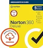 Norton 360 Deluxe 2024, Antivirus per 5 dispositivi, Licenza di 15 mesi, PC, Mac, tablet e smartphone, Codice d'attivazione via email