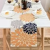 Runner Tavola Giallo Moderno Centrino Blu Runner da Tavolo Grigio Dalia Linee Geometriche Decorazione da Tavolo, Esterni, Antiscivolo Tovaglia,per Sala da Pranzo Cucina per Feste Festivo 40x140 CM