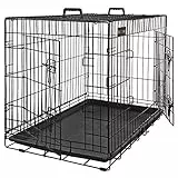 Feandrea Gabbia Metallica Pieghevole per Cani con 2 Porte, 122 x 74,5 x 80,5 cm, Nero PPD48BK